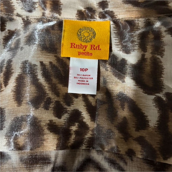 Ruby Rd. Sheen Animal Print Button Up - Picture 6 of 6